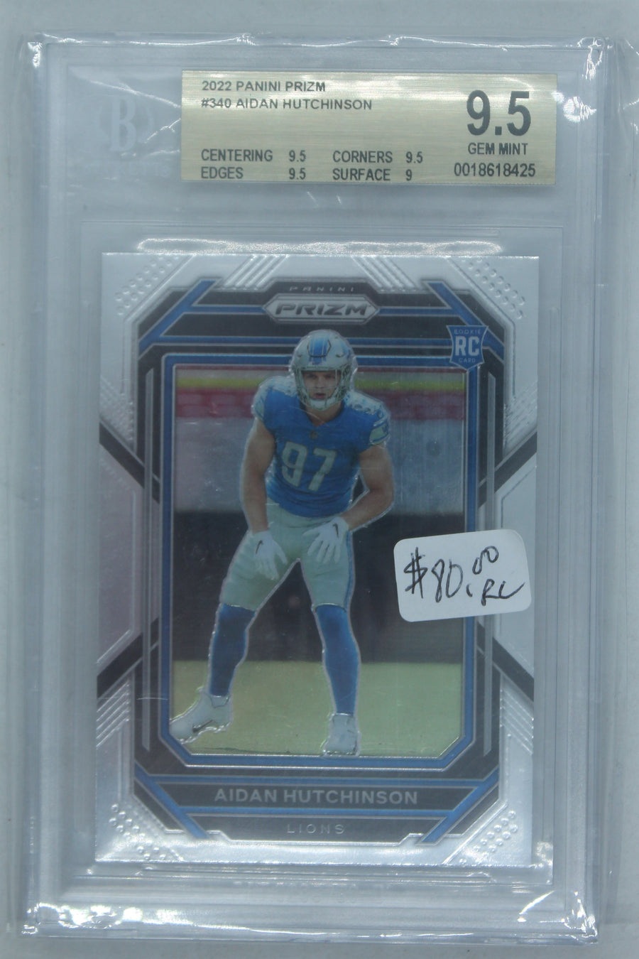 Aidan Hutchinson 2022 Panini Prizm Rookie Card - Beckett 9.5 Gem Mint