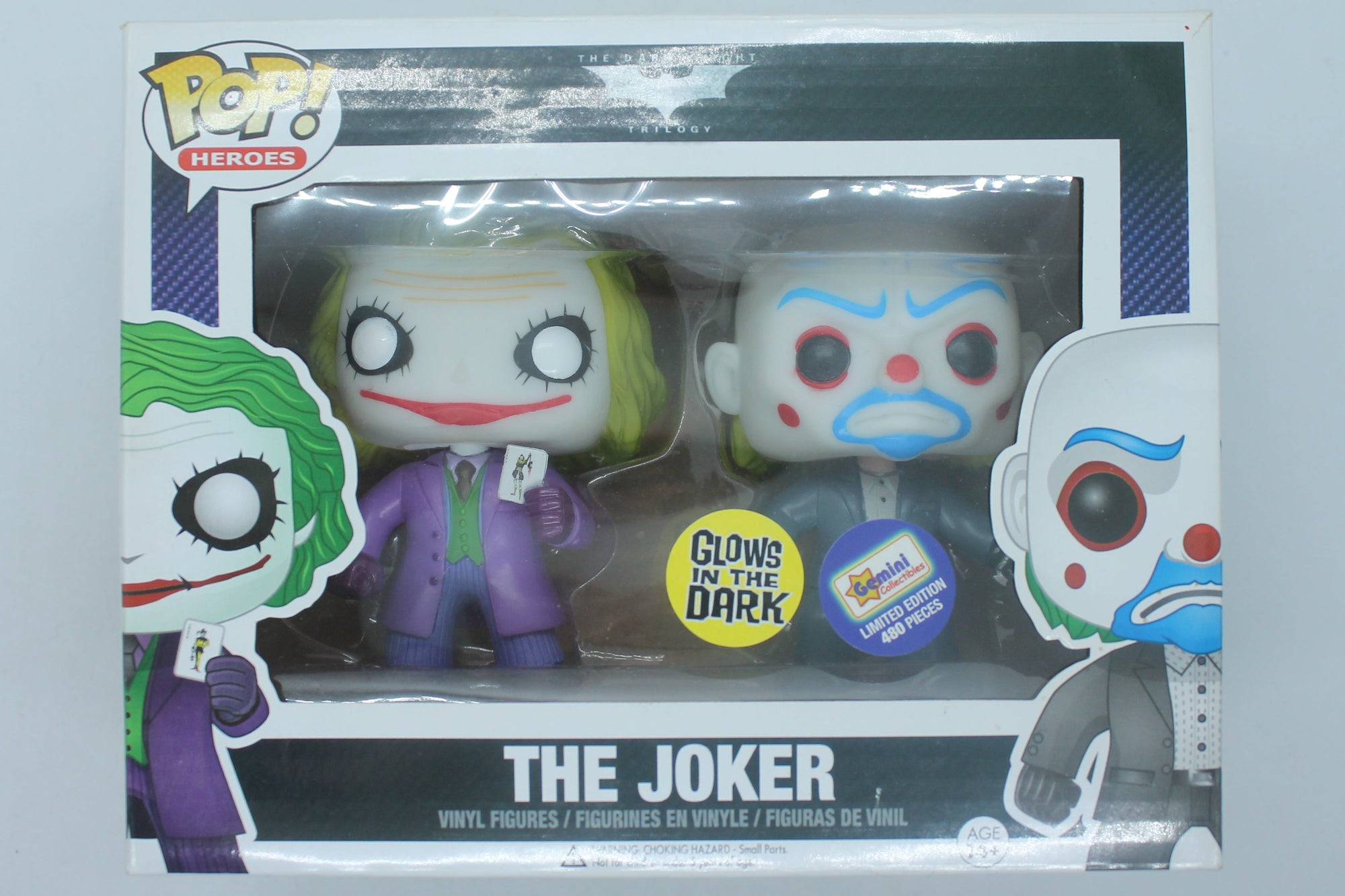 Funko POP The Joker GITD Gemini Collectibles Exclusive 2 PK Bank Robber Heath Ledger