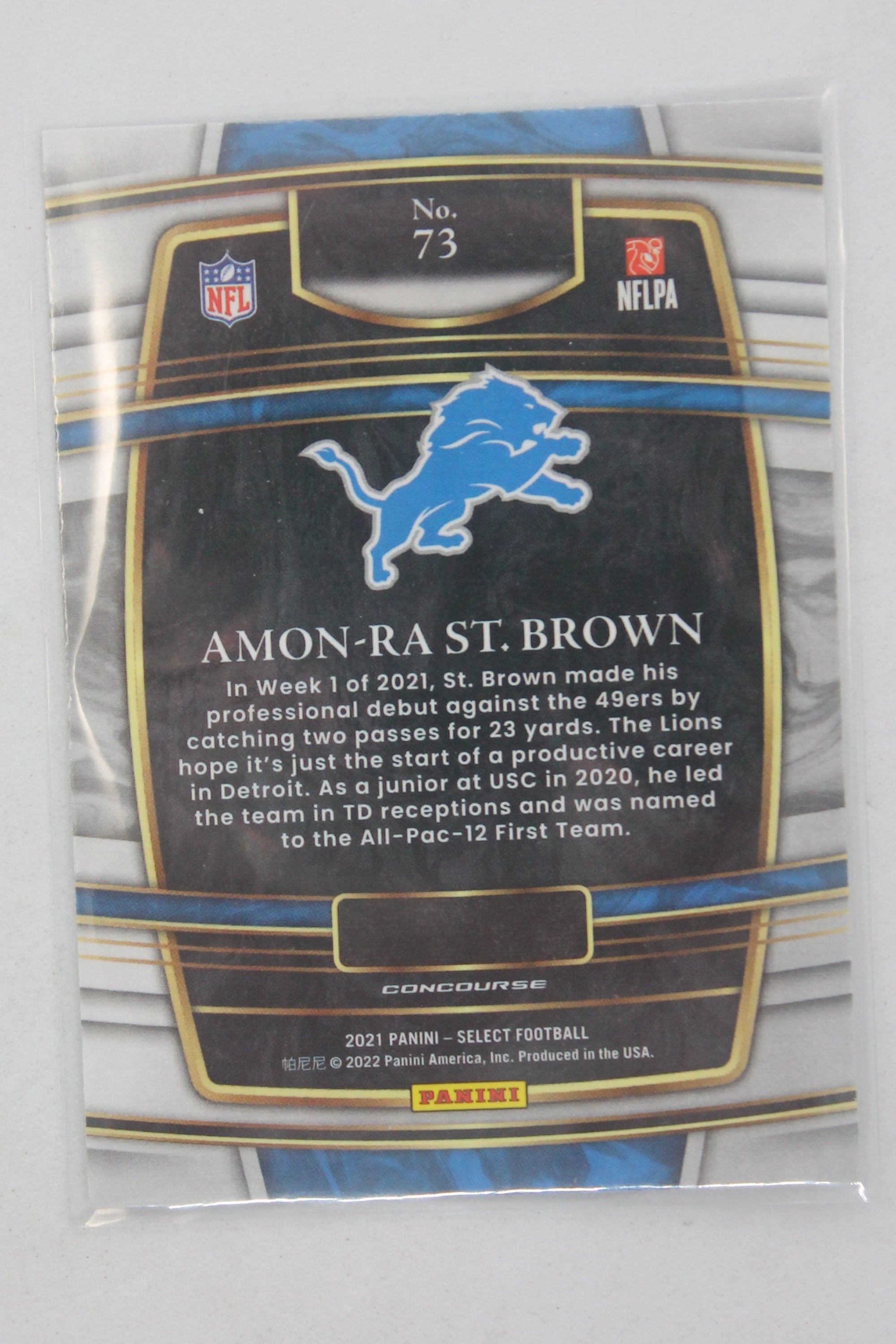 Amon-Ra St. Brown 2021 Panini Select Rookie Card