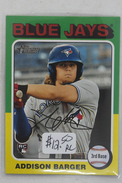 Addison Barger 2024 Topps Heritage High Number SP Rookie Card