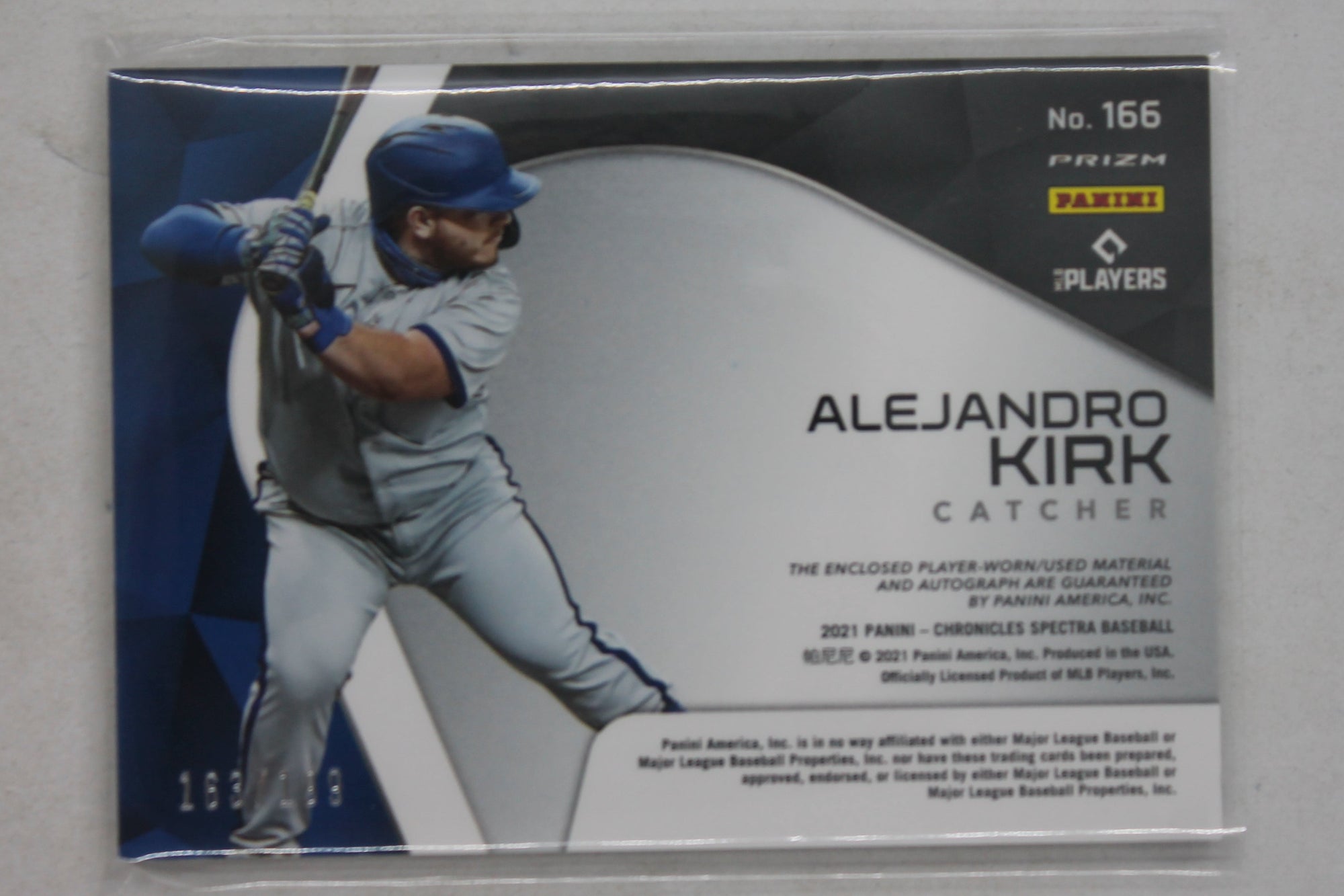 Alejandro Kirk 2021 Panini Spectra Rookie Jersey Autographs Rookie Year Card #163/199