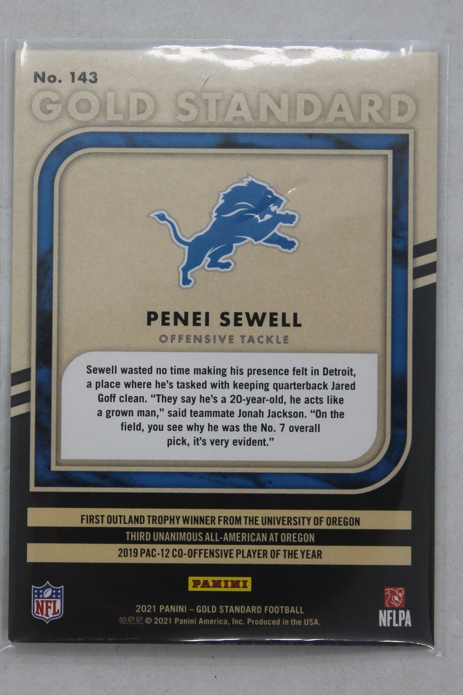 Penei Sewell Panini Gold Standard - Platinum Rookies Rookie Card #46/75