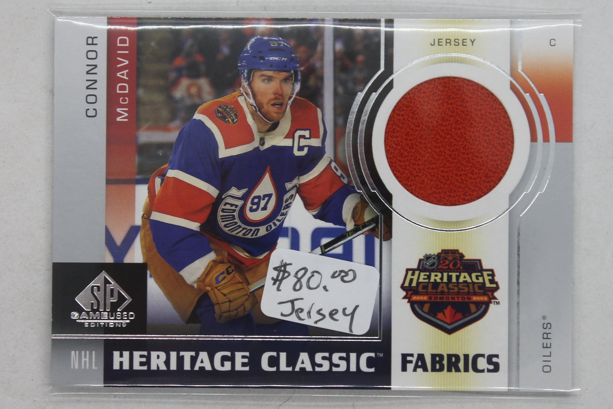 CONNOR McDAVID 2024-25 UD SP Game-Used - 2023 Heritage Classic Fabrics - Jersey Card