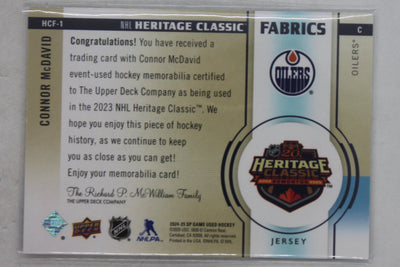 CONNOR McDAVID 2024-25 UD SP Game-Used - 2023 Heritage Classic Fabrics - Jersey Card