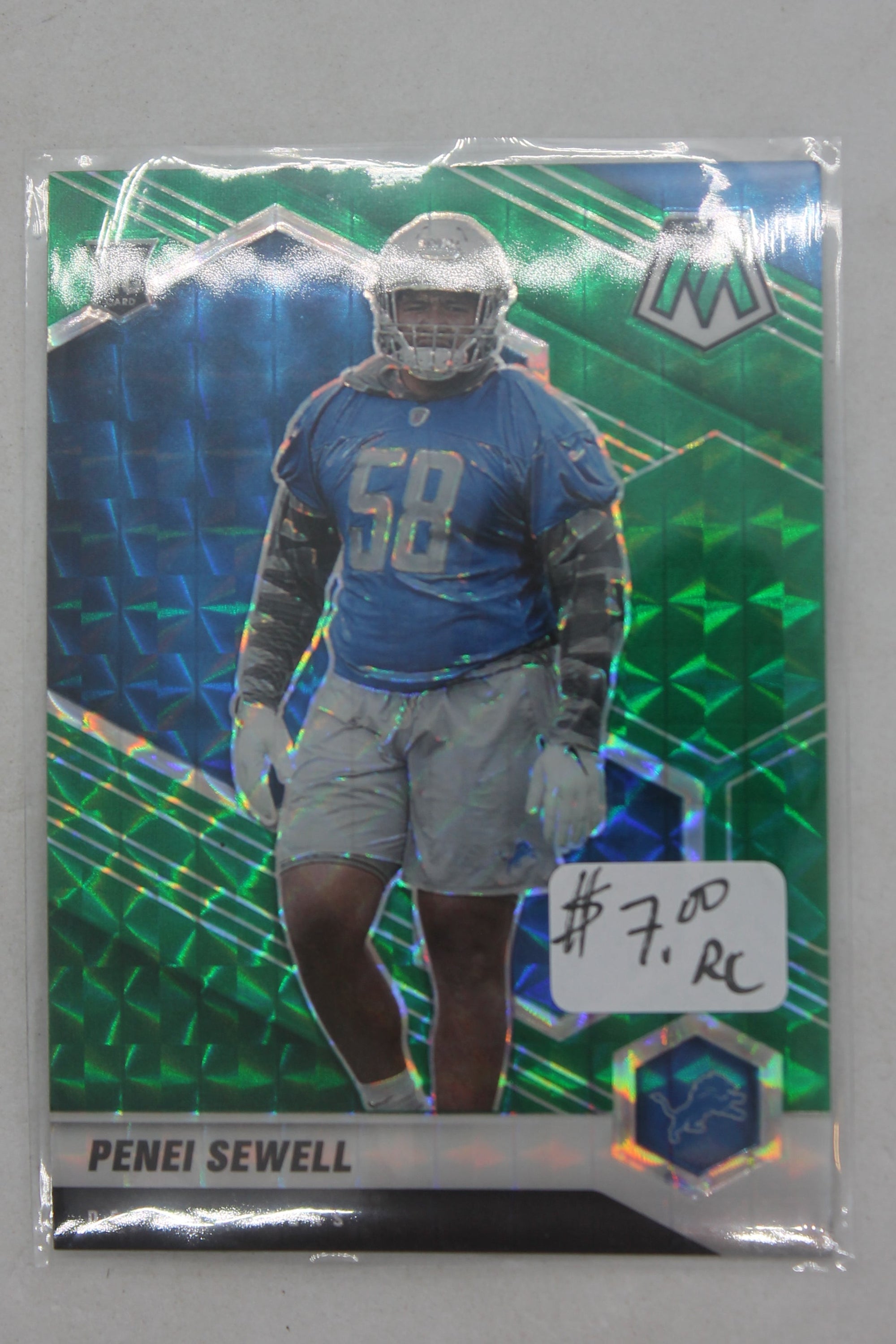 Penei Sewell Panini Mosaic Green Prizm Rookies Rookie Card