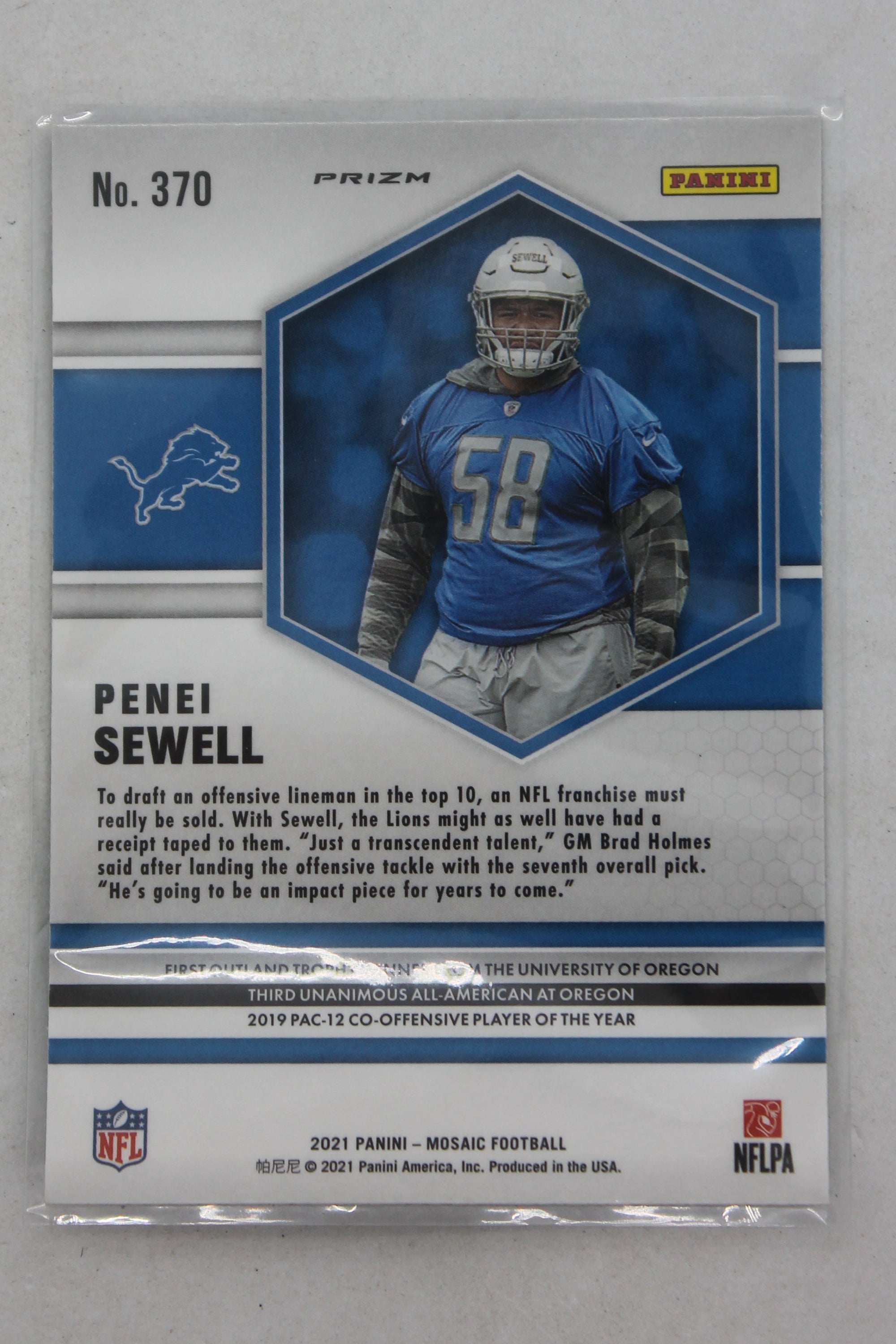 Penei Sewell Panini Mosaic Green Prizm Rookies Rookie Card