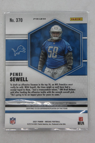 Penei Sewell Panini Mosaic Green Prizm Rookies Rookie Card