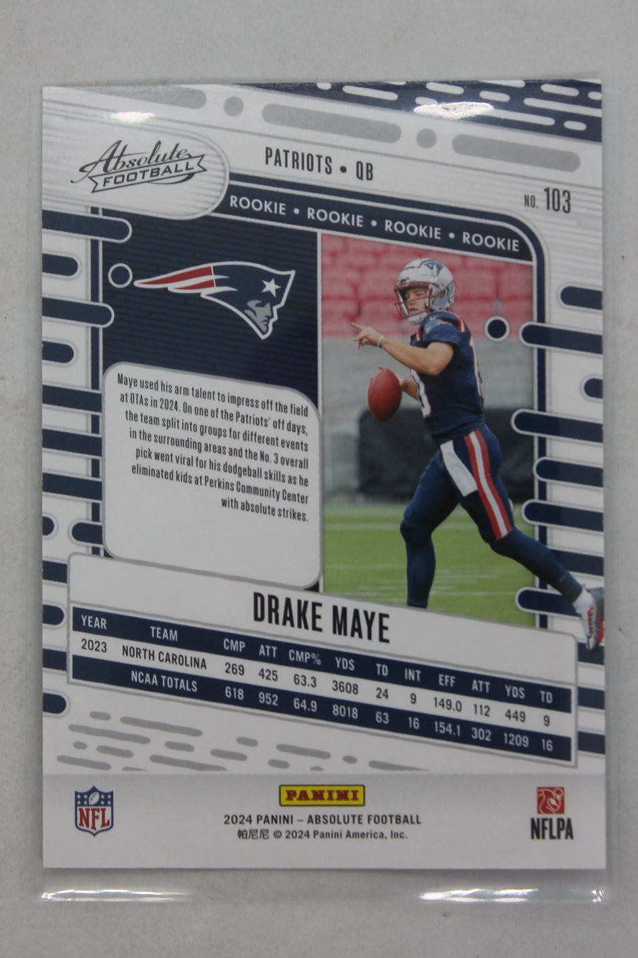 Drake Maye 2024 Panini Absolute - Rookies - Rookie Card