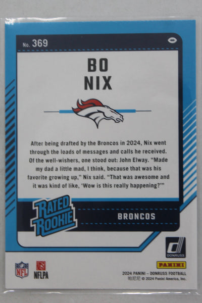 Bo Nix 2024 Panini Donruss - Rated Rookie - Rookie Card