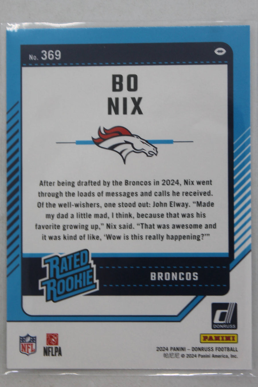 Bo Nix 2024 Panini Donruss - Rated Rookie - Rookie Card