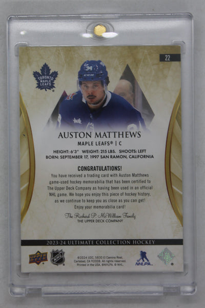 Auston Matthews 2023-24 Upper Deck Ultimate Collection Jersey Card - Toronto Maple Leafs #139/149