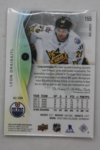 2024-25 UD SP Game-Used Leon Draisaitl Red Jersey Card