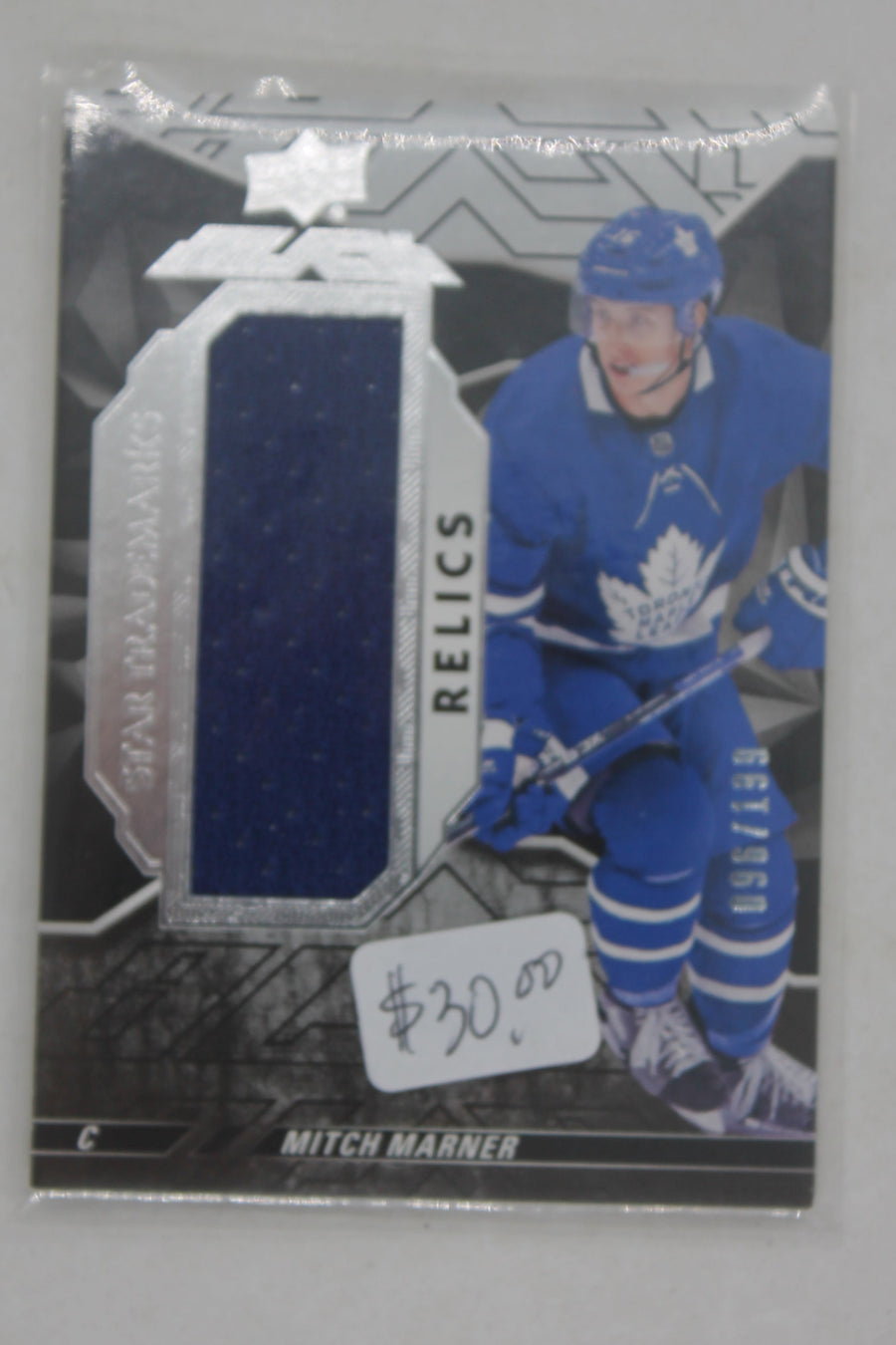 Mitch Marner 2018-19 SPx - UD Black Star Trademarks Relics #096/199 Jersey Card