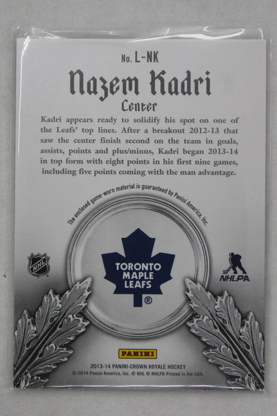 Nazem Kadri 2013-14 Panini Crown Royale - Lords of the NHL Materials - Jersey Card