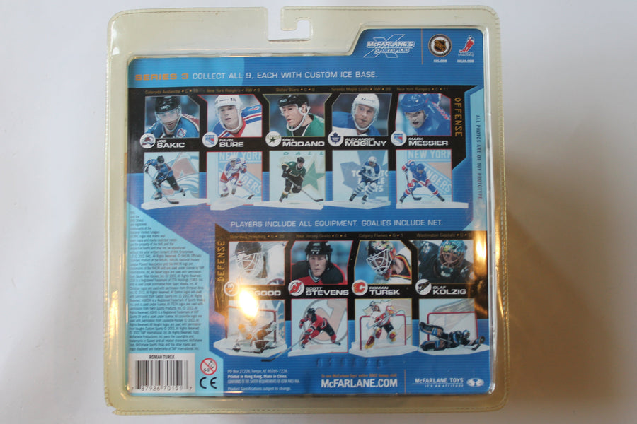 Roman Turek NHL Sportspicks Series 3 (Calgary Flames) White Jersey - Yellowed Clamshell