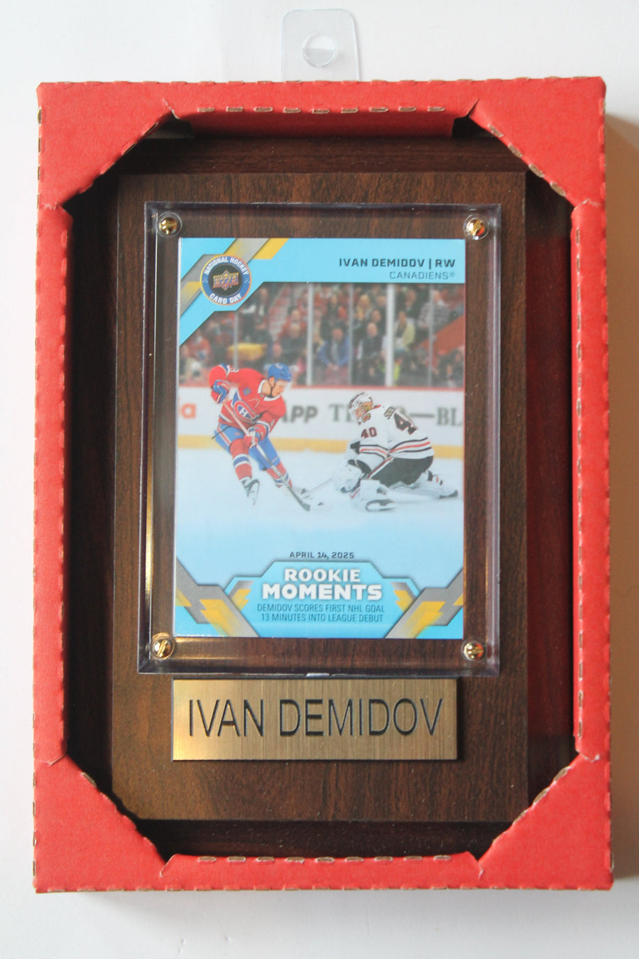 NHL Montreal Canadiens Ivan Demidov Plaque with Upper Deck Card -Rookie Moments