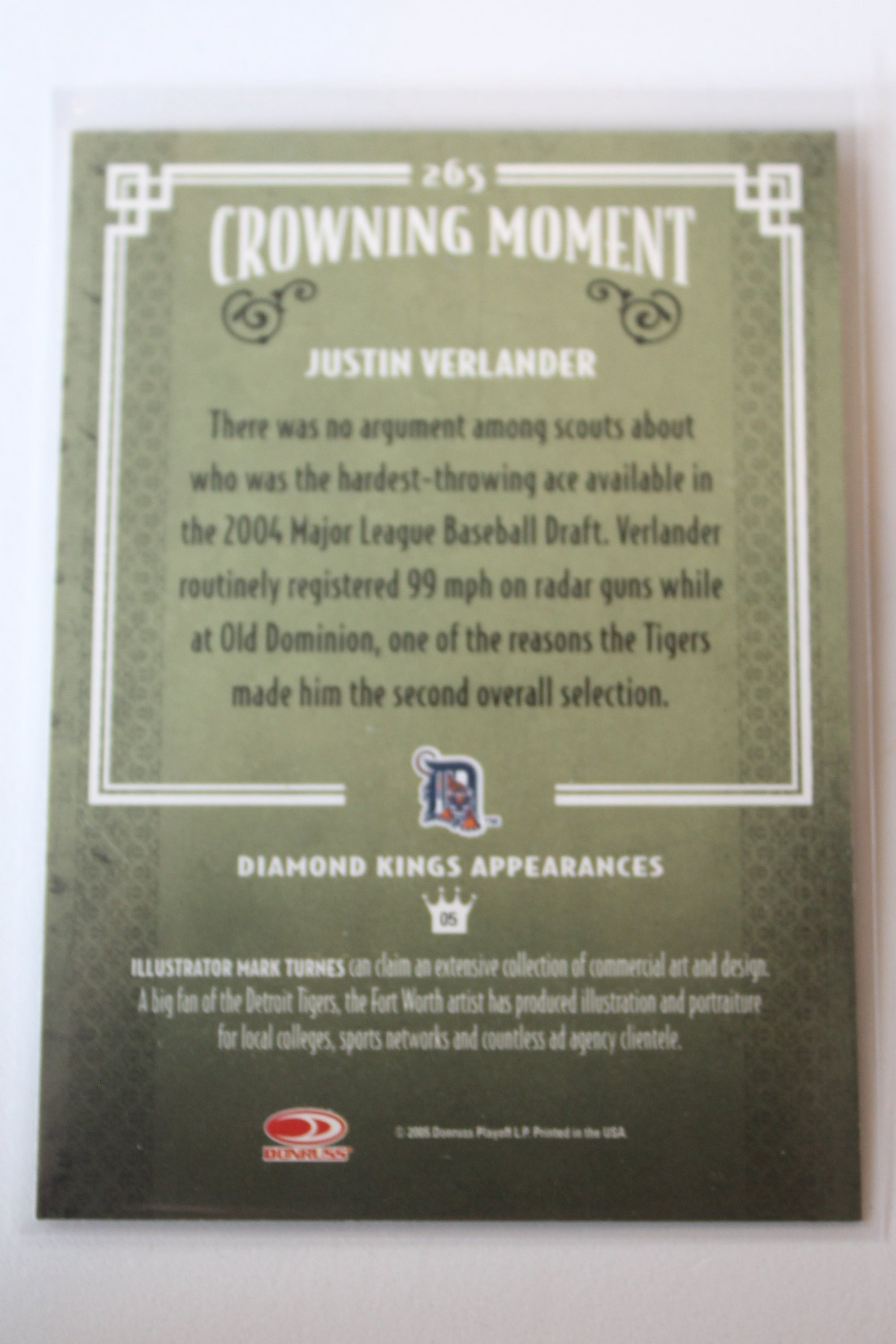Justin Verlander 2005 Donruss Diamond Kings Rookie Card