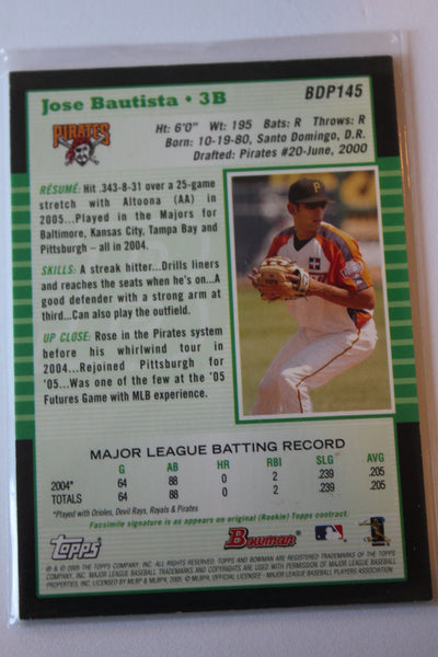 Jose Bautista  2005 Bowman Draft Picks & Prospects - Futures Game Jerseys Jersey Card