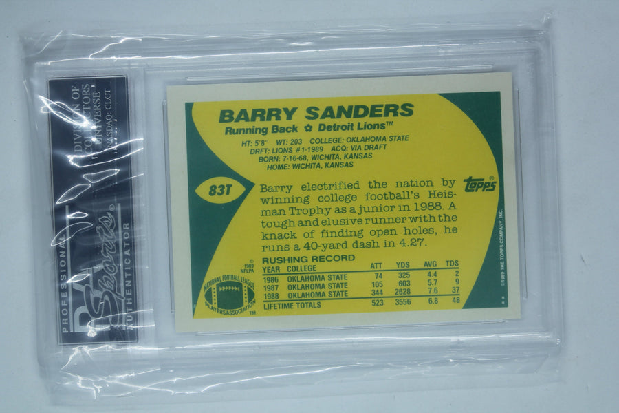 Barry Sanders 1989 Topps Traded Rookie Card - PSA 8