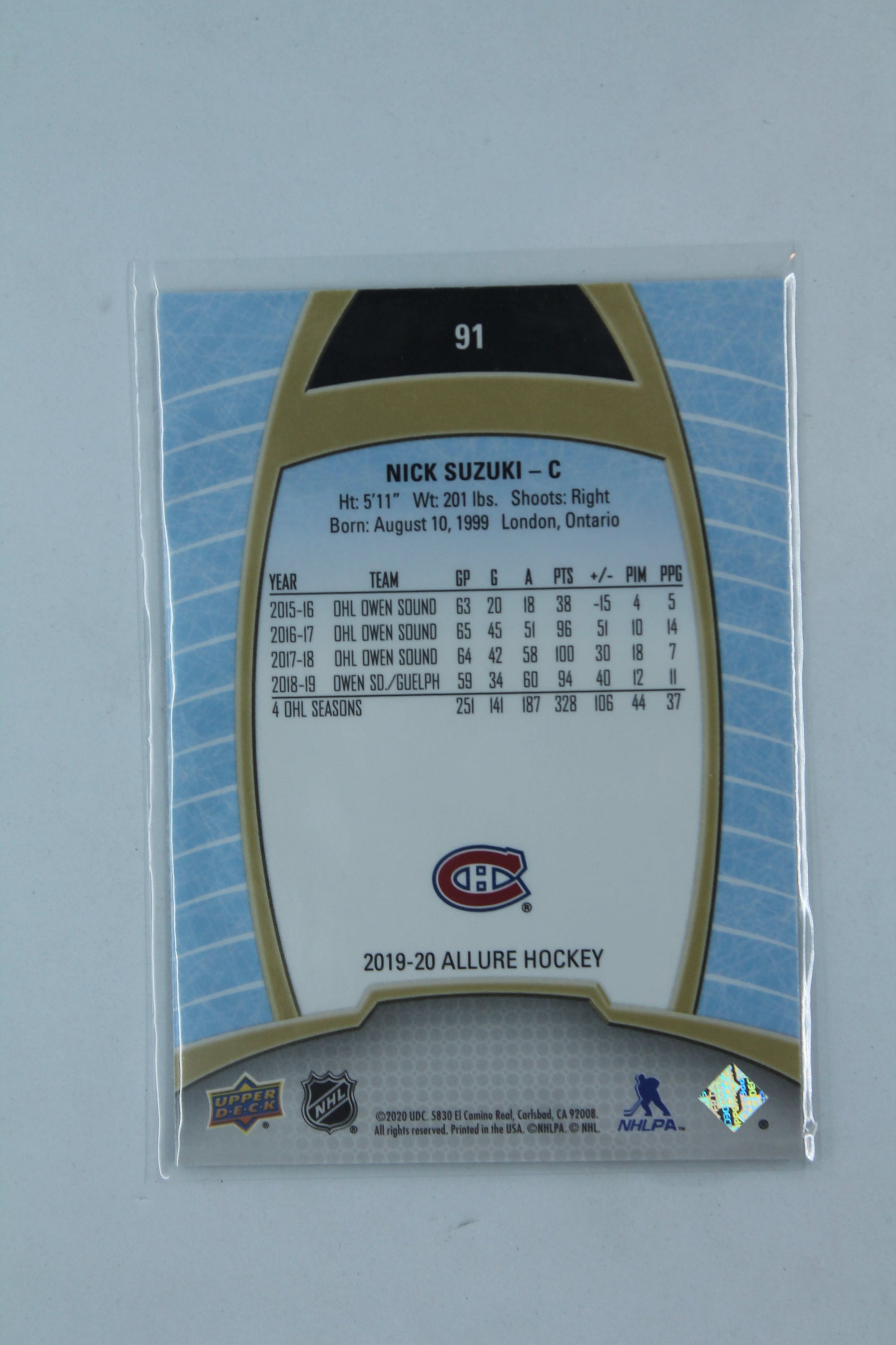 Nick Suzuki 2019-20 Upper Deck Allure Rookies Rookie Card