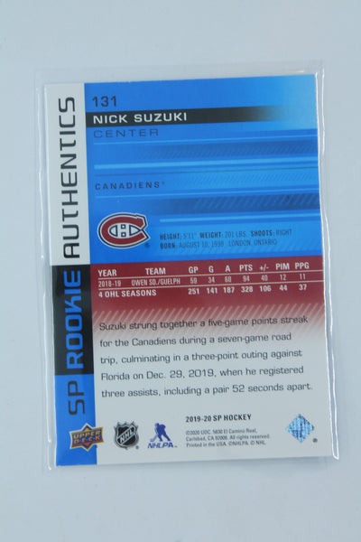 Nick Suzuki 2019-20 SP Authentics Retail Blue Rookie Card