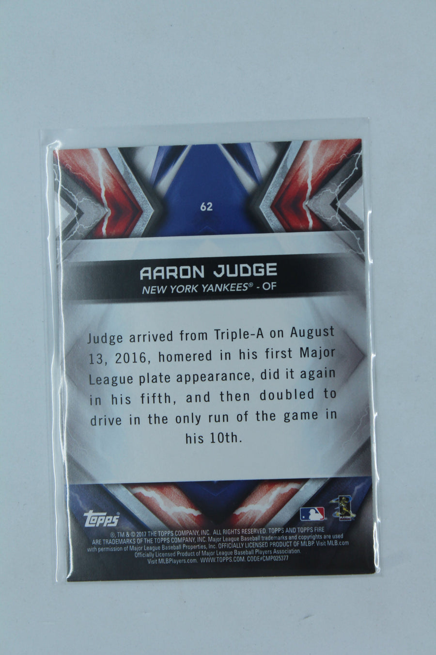 Aaron Judge Rookie Card  2017 Topps Fire