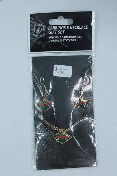 NHL Minnesota Wild Necklace & Earrings Combo