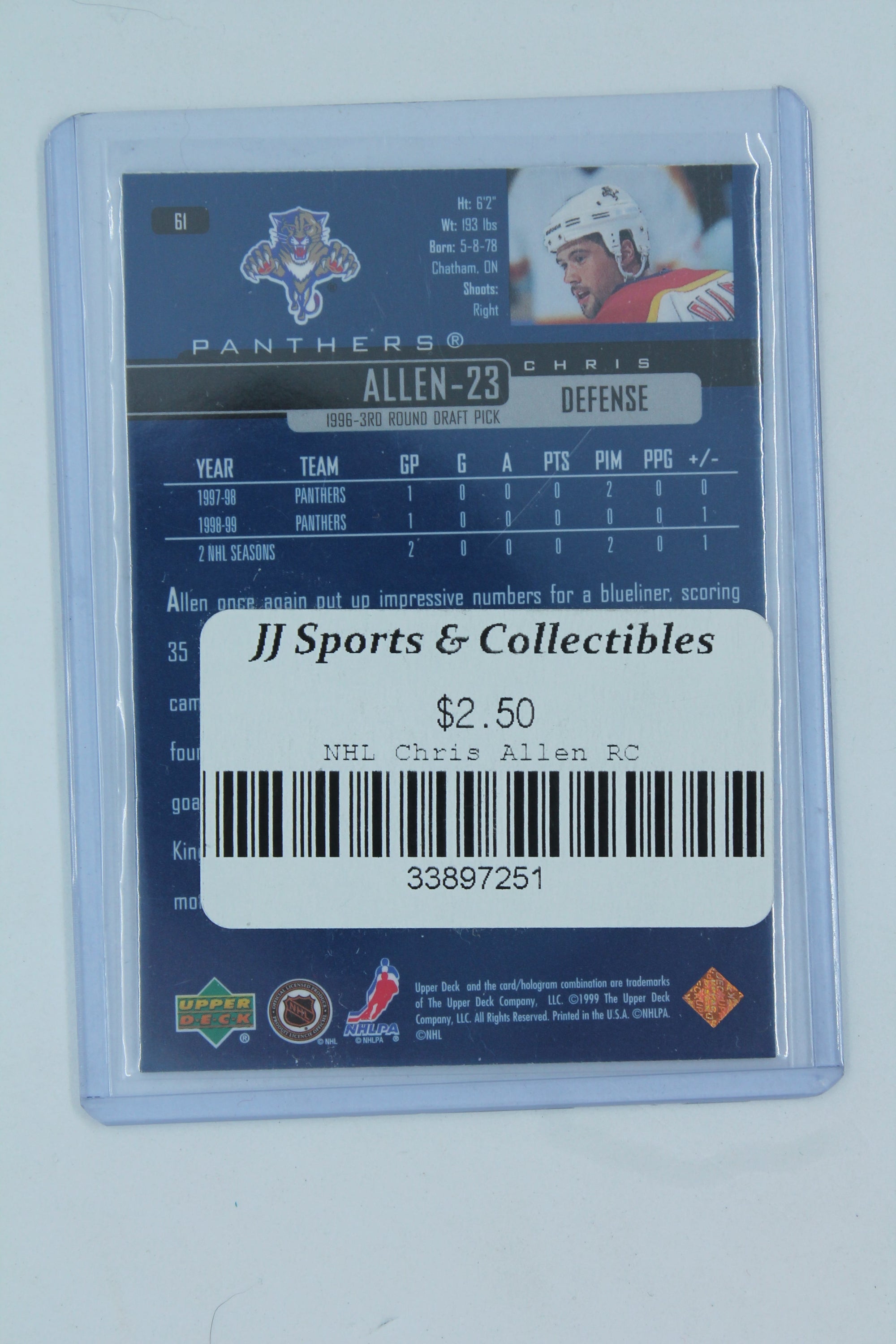 Chris Allen 1999-00 Upper Deck Rookie Card