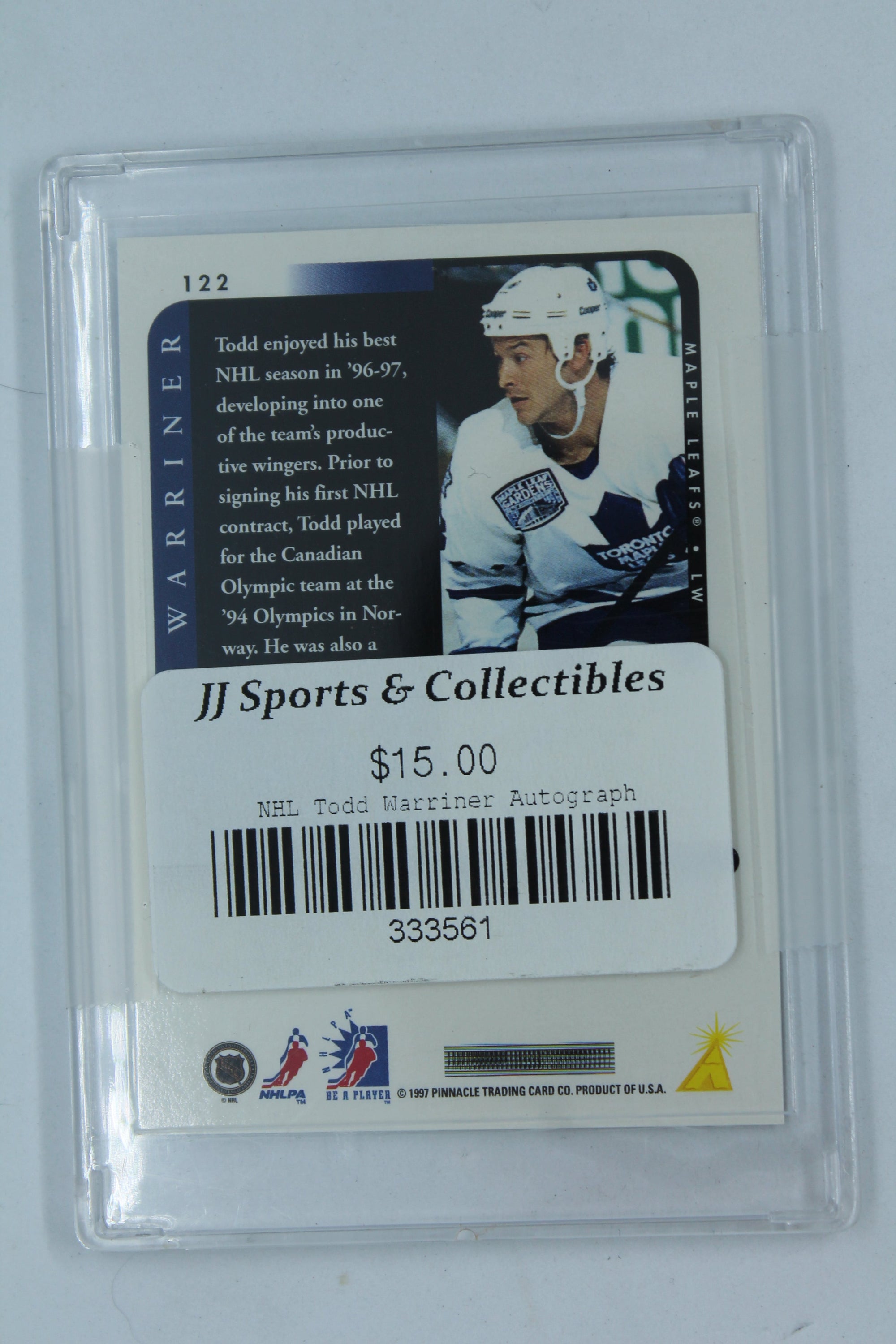 Todd Warriner 1996-97 Pinnacle Be A Player Silver Autographs Autographed Card