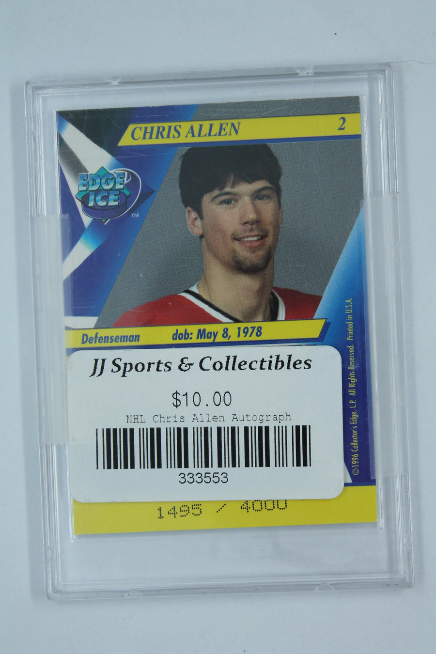 Chris Allen 1995-96 Collector's Edge Ice - Signed Sealed Delivered #2  Autographed Card #1495/4000