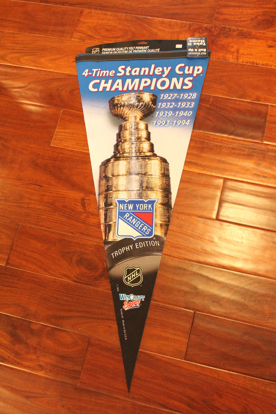 NY Rangers 4-Time Stanley Cup Champions EXTRA-LARGE Premium Pennant