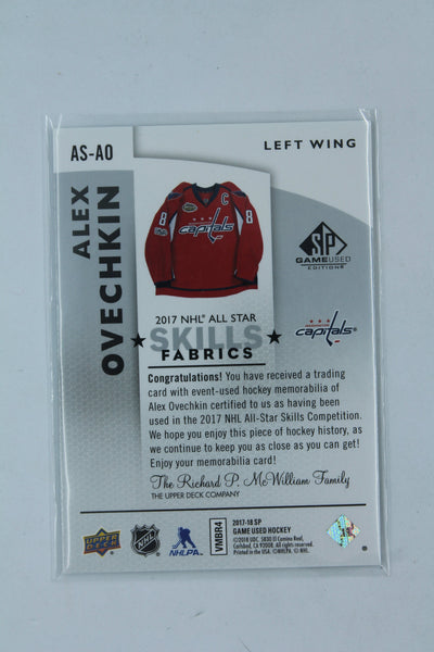 Alex Ovechkin 2017-18 SP Game Used - 2017 NHL All-Star Skills Fabrics #AS-AO Jersey Card