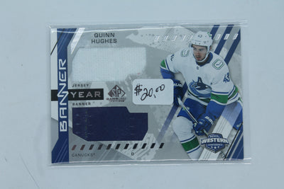 Quinn Hughes 2021-22 Upper Deck SP Game Used - 2021 NHL Eastern Conference Banner Year Jersey Relics #BYA-QH