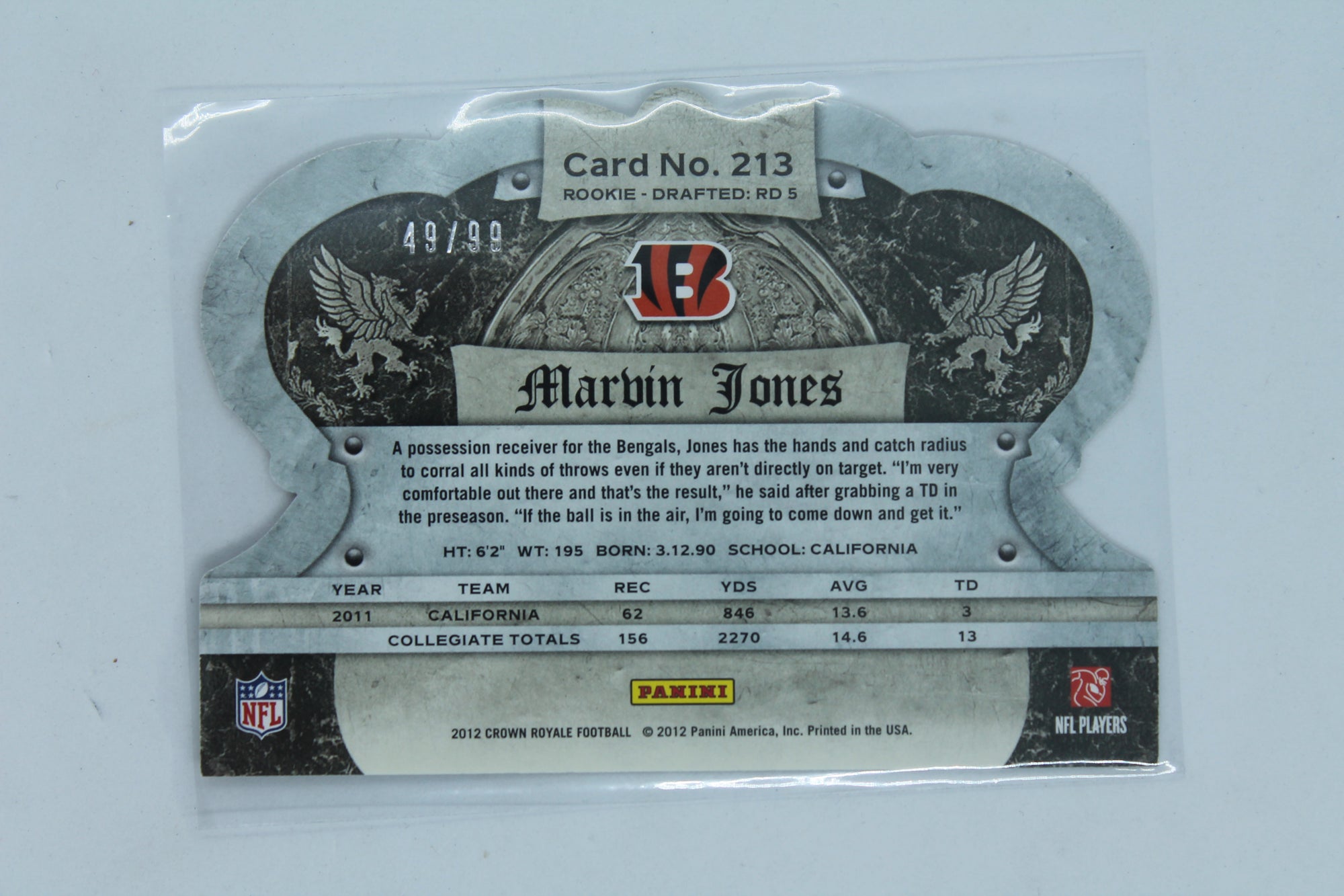 Marvin Jones 2012 Crown Royale - Gold Holo-Foil Rookie Card #49/99