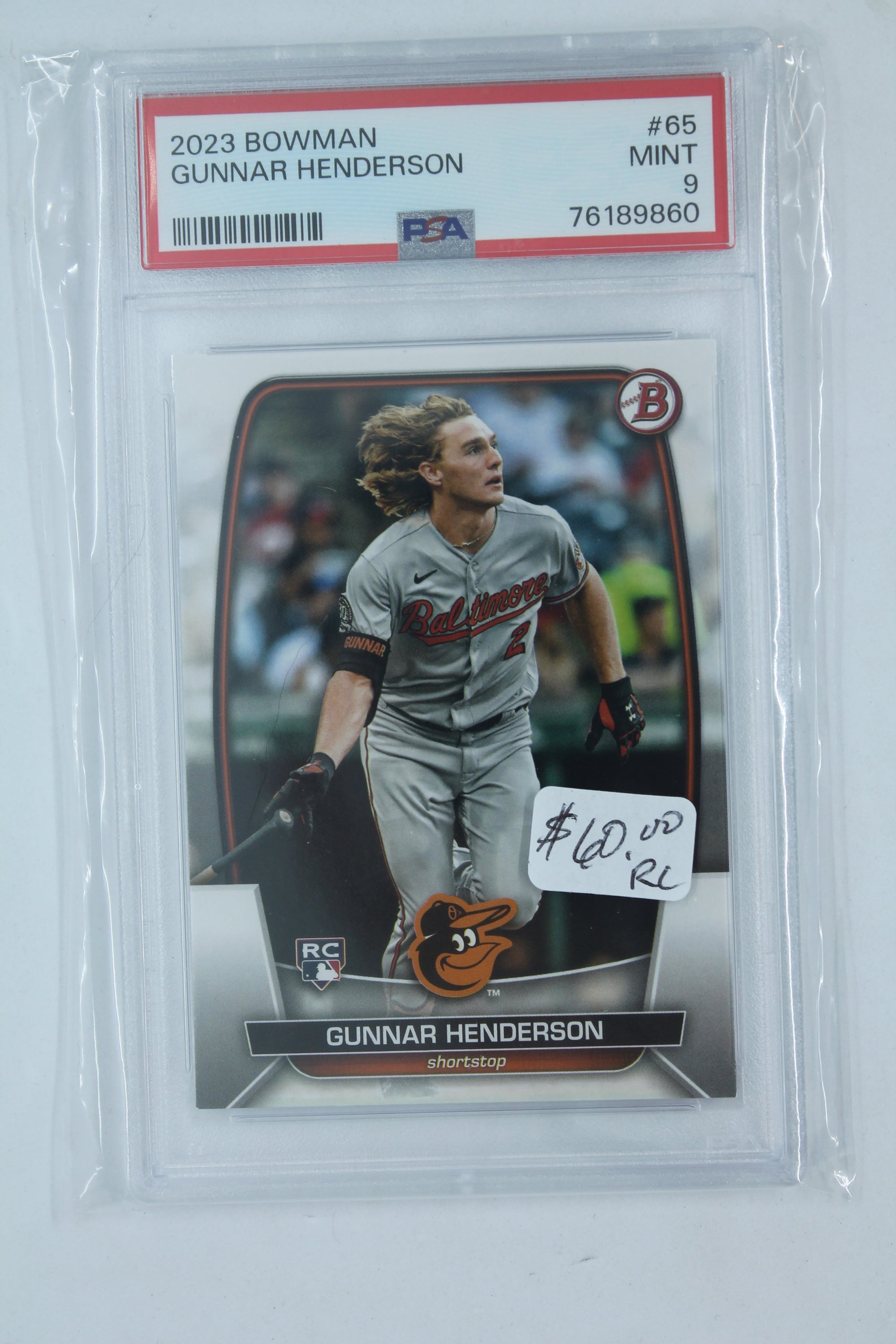 Gunnar Henderson 2023 Bowman Rookie Card - PSA Mint 9