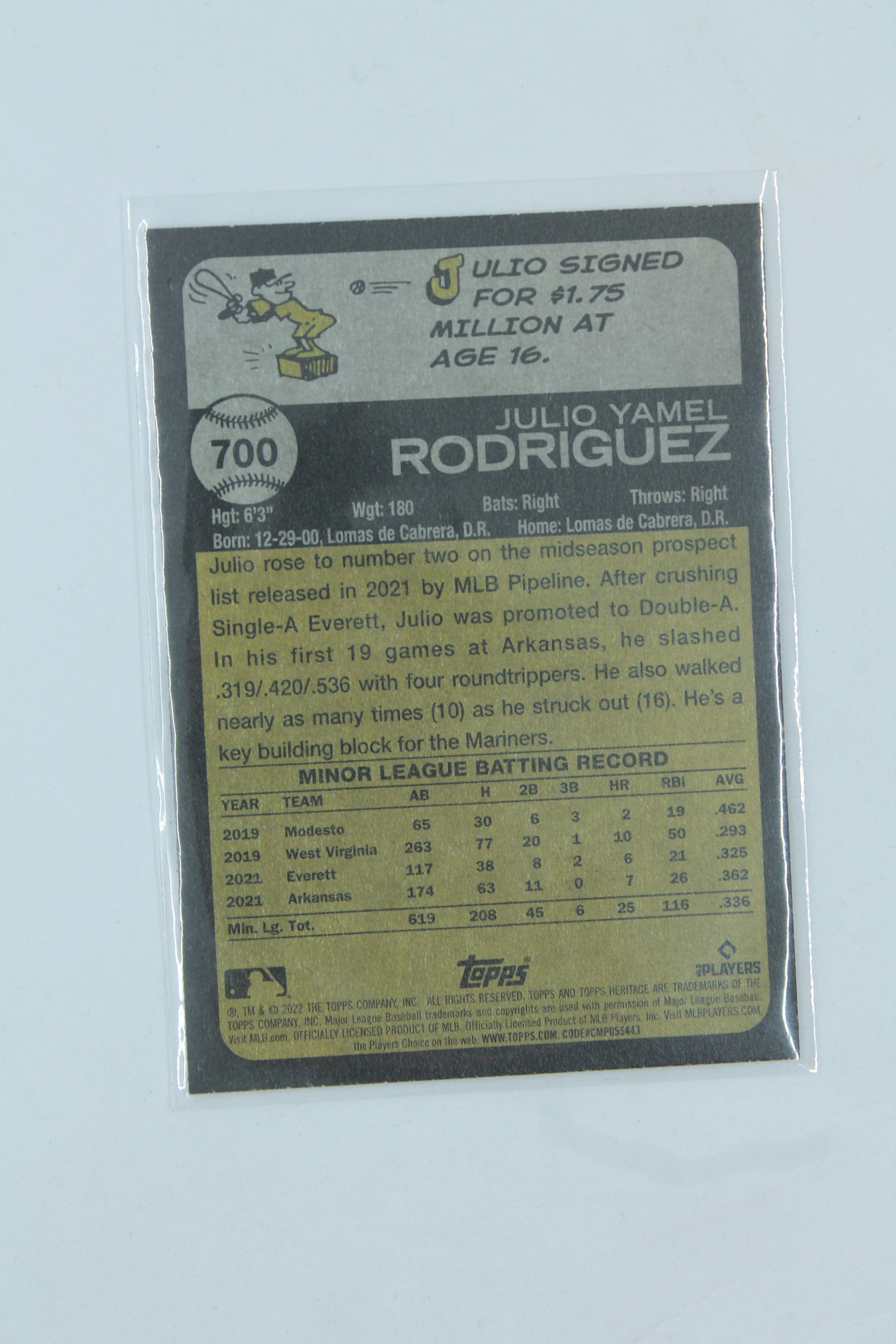 Julio Rodriguez 2022 Topps Heritage High Number Rookie Card