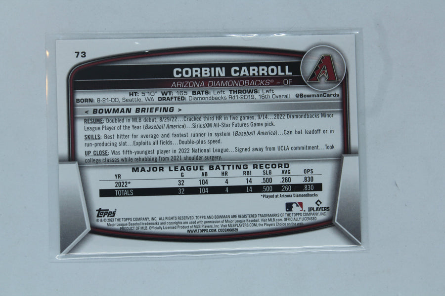 Corbin Carroll 2023 Bowman Rookie Card