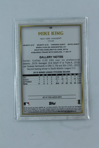 Mike King 2020 Topps Gallery Rookie Card