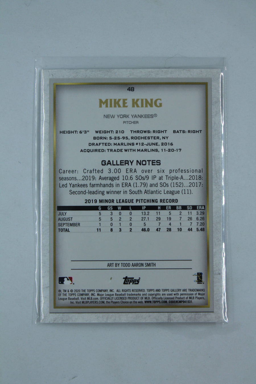 Mike King 2020 Topps Gallery Wood Rookie Card