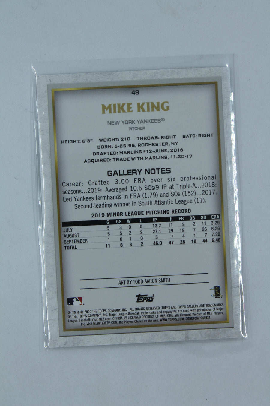 Mike King 2020 Topps Gallery Rainbow Foil Rookie Card