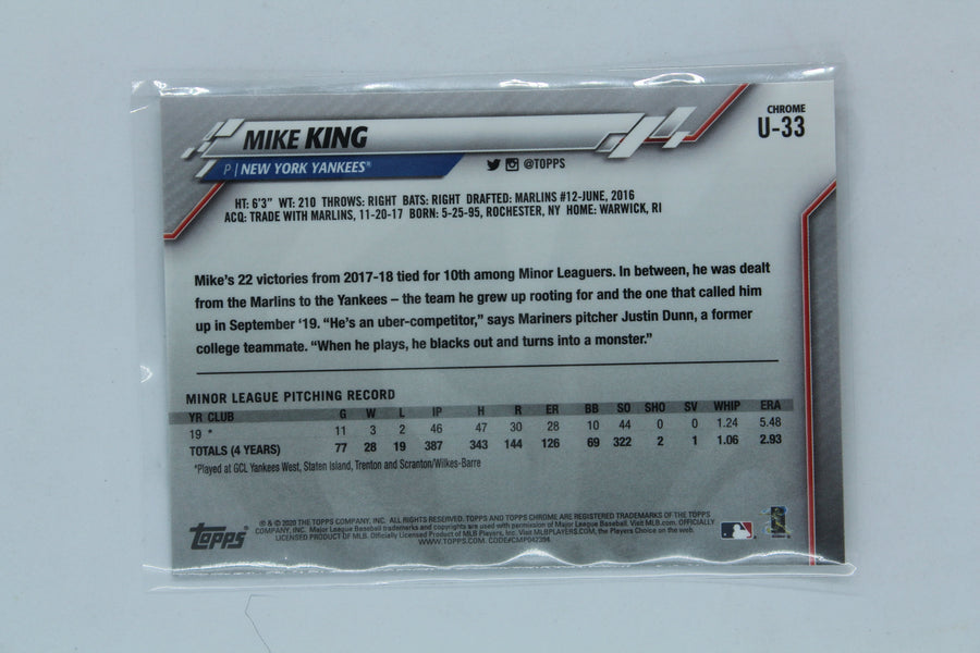 Mike King 2020 Topps Chrome Update Series Rookie Card