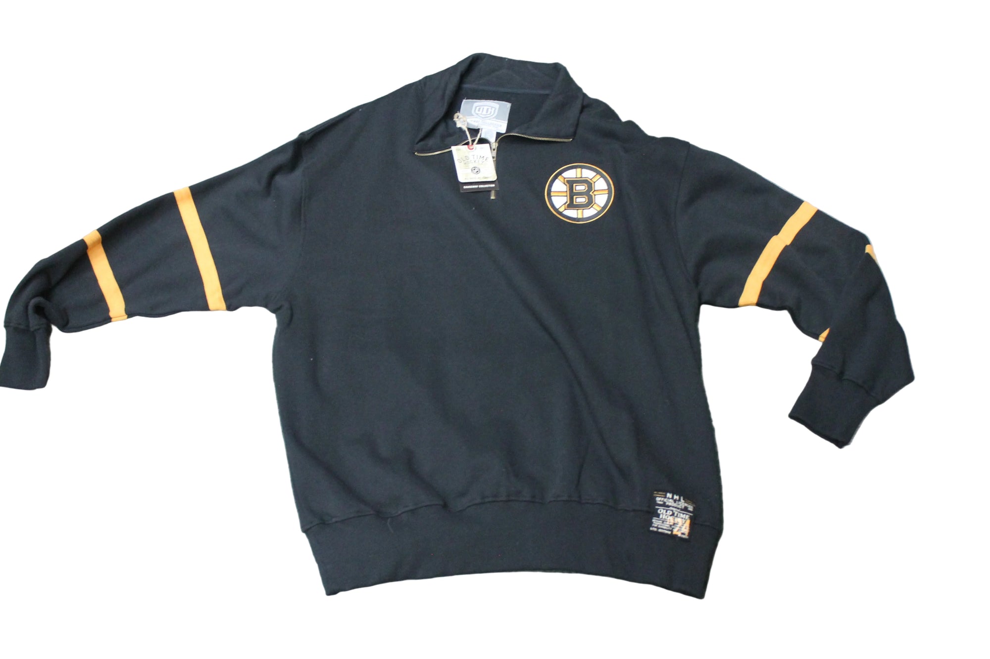 NHL Boston Bruins Men's Old Time Hockey Long Sleeve 1/4 Zip - XXLarge