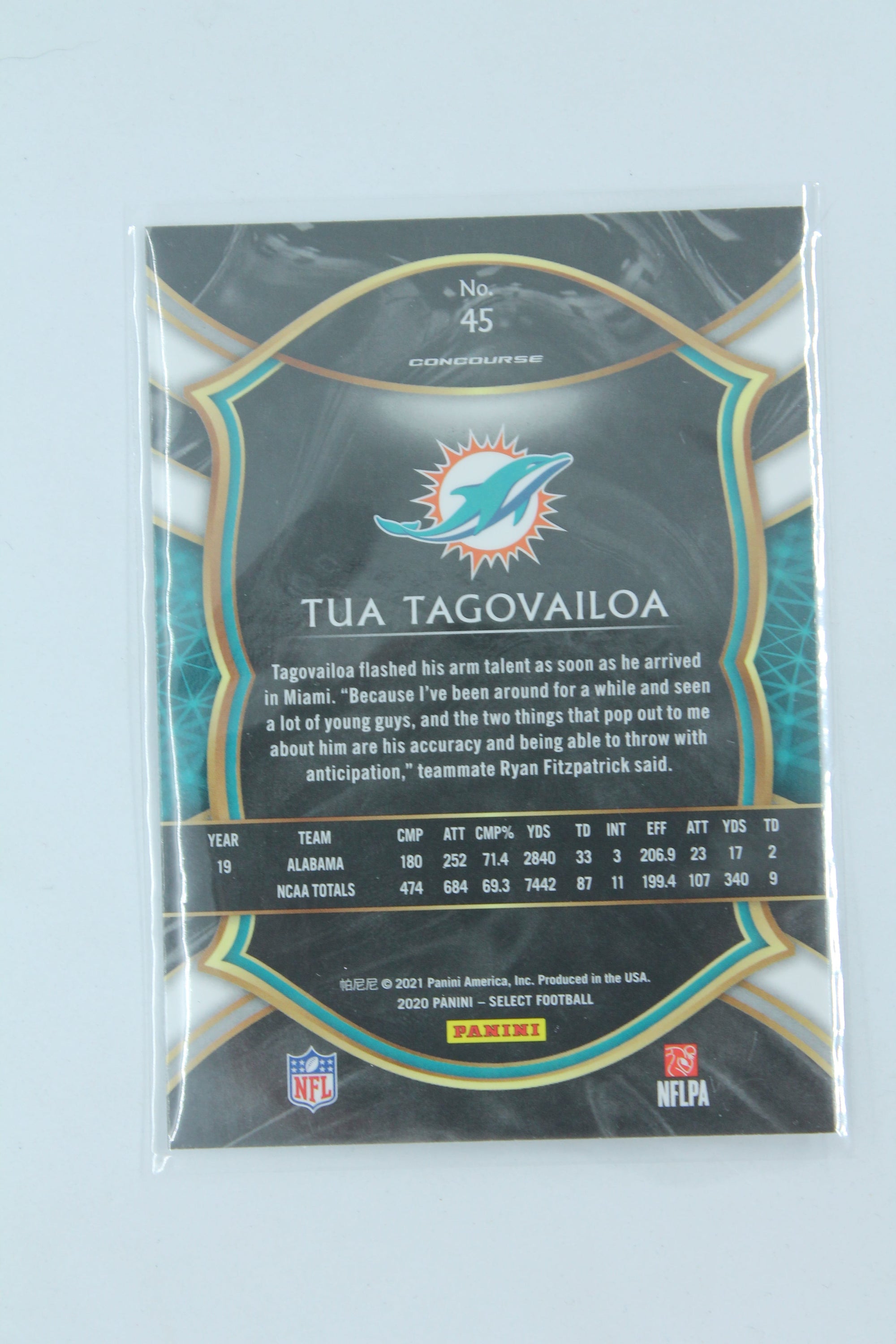 Tua Tagovailoa 2020 Panini Select Concourse Rookie Card