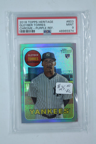 Gleyber Torres 2018 Topps Heritage High Number - Chrome Purple Rookie Card PSA 9