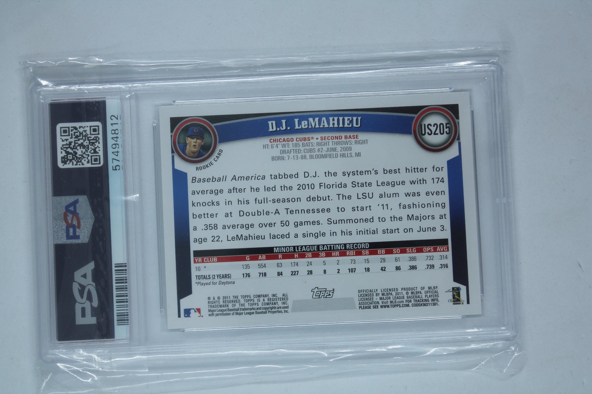 D.J. LeMahieu 2011 Topps Update Series Rookie Card PSA 9 Mint