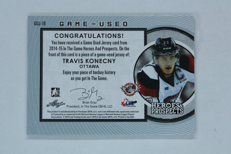 Travis Konecny 2014-15 In the Game Heroes and Prospects - Game Used Swatch - #GUJ-19 #06/10