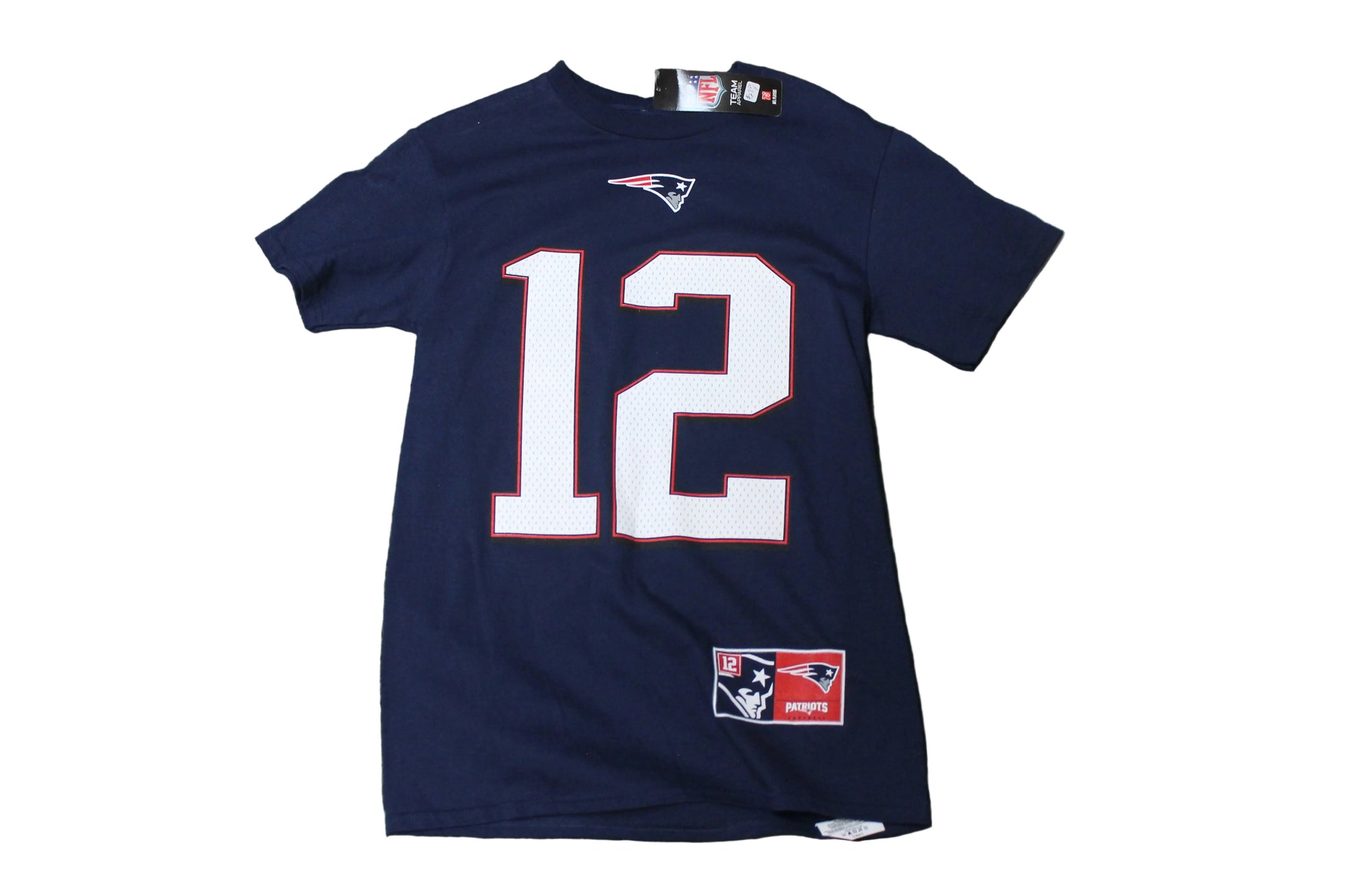 NFL New England Patriots Majestic Men's Tom Brady #12 Name & Number Tee - Small
