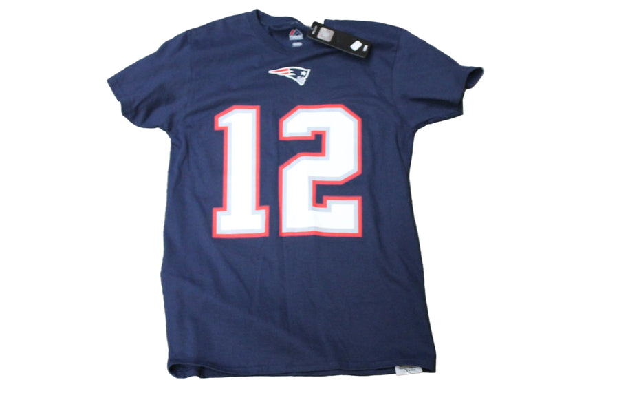 NFL New England Patriots Majestic Men's Tom Brady #12 Name & Number Tee - Small
