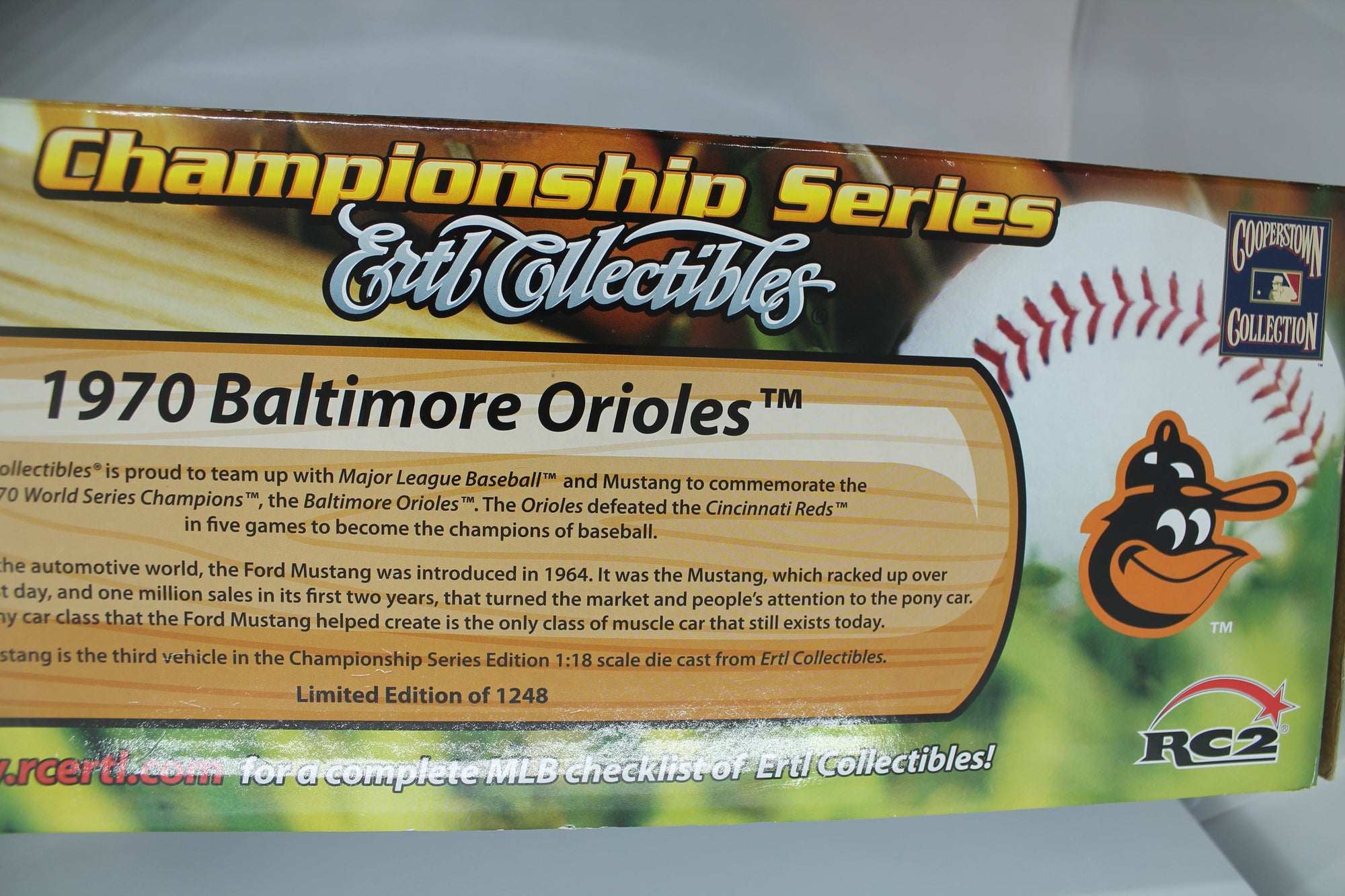 MLB Baltimore Orioles 1:18 Scale 1970 Ford Shelby GT500 Mustang - Ertl Collectibles - World Series Champions - Box Wear