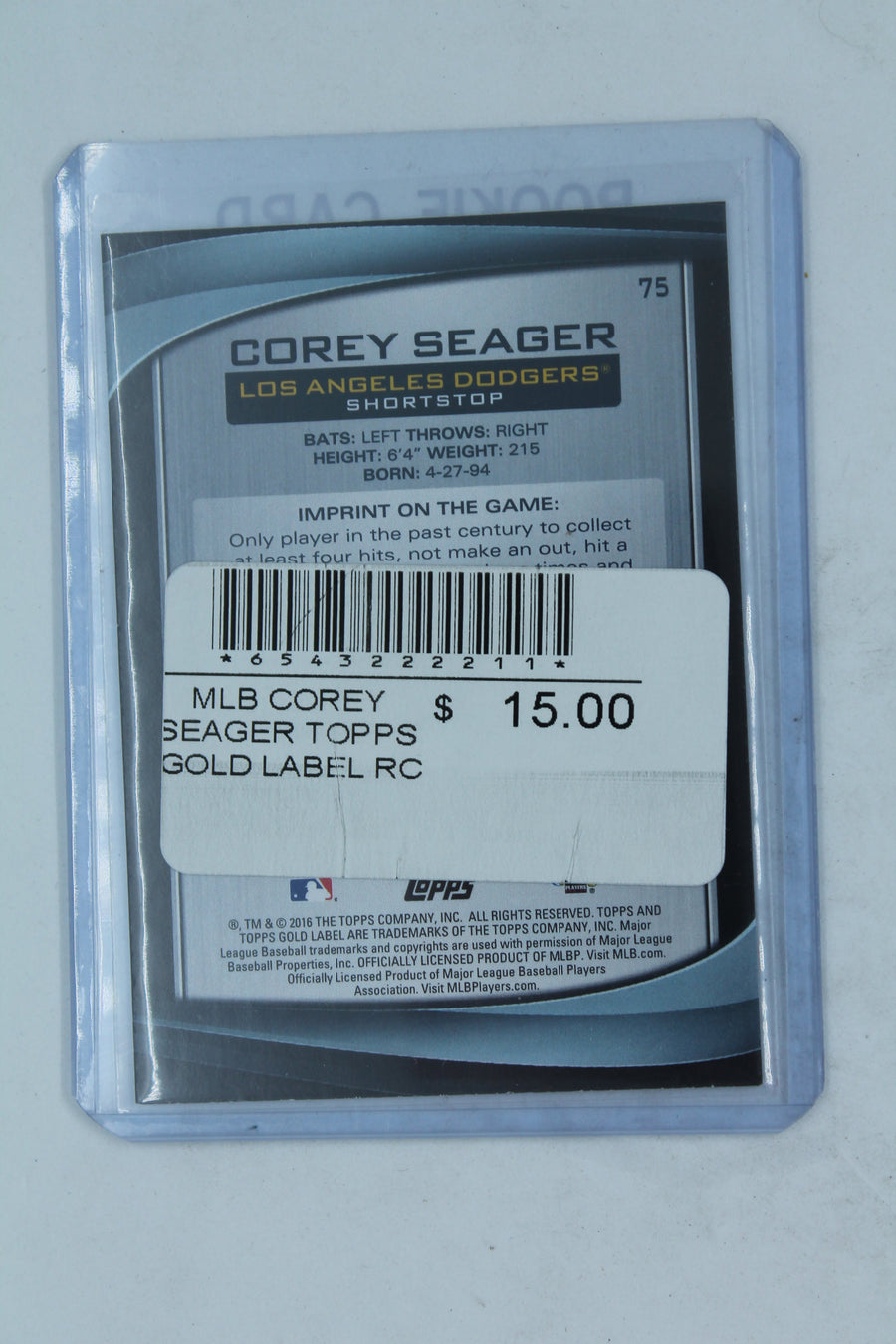 Corey Seager 2016 Topps Gold Label Rookie Card